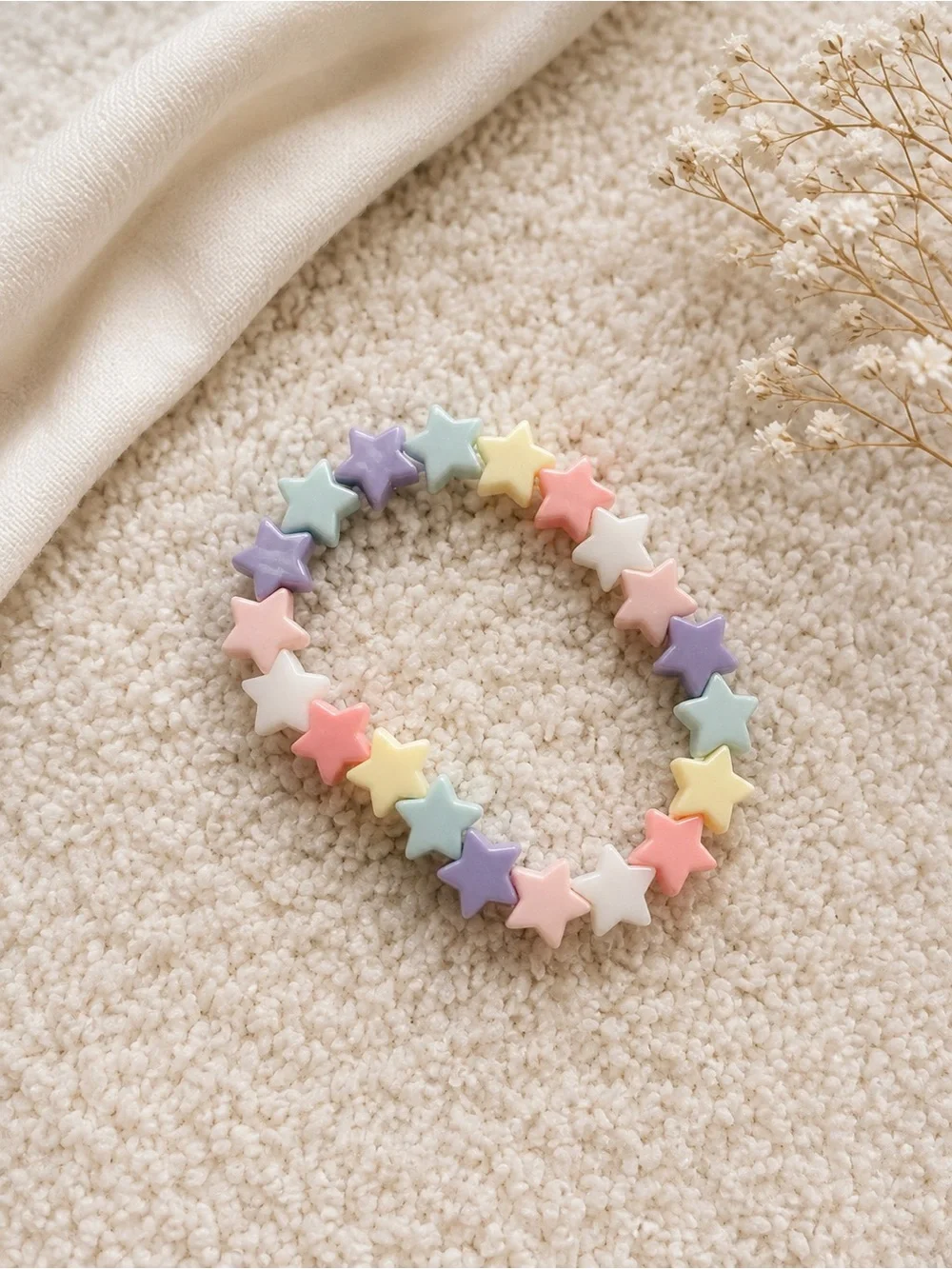 Kids Star Bead Stretch Bracelet - Pastel Mix